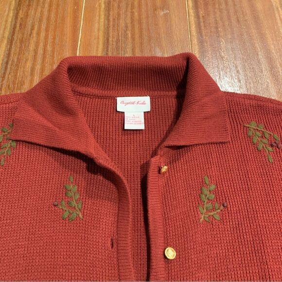 Crystal Kobe Women’s Floral Embroidered Cardigan Sweater Fall Large - Picture 8 of 10